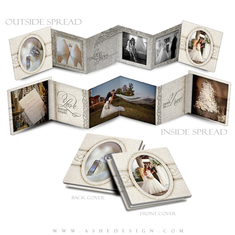 Ashe Design | Photoshop Template | 3x3 Accordion Mini Photo Book | I Do