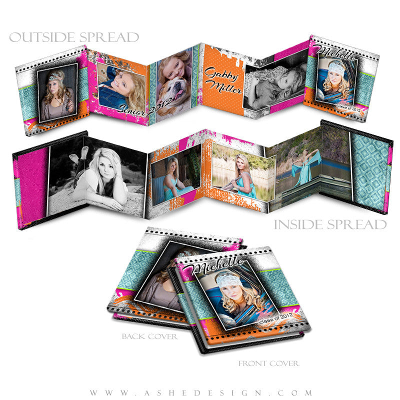 Photo Book Design Template (3x3 Accordion Mini) - Neon