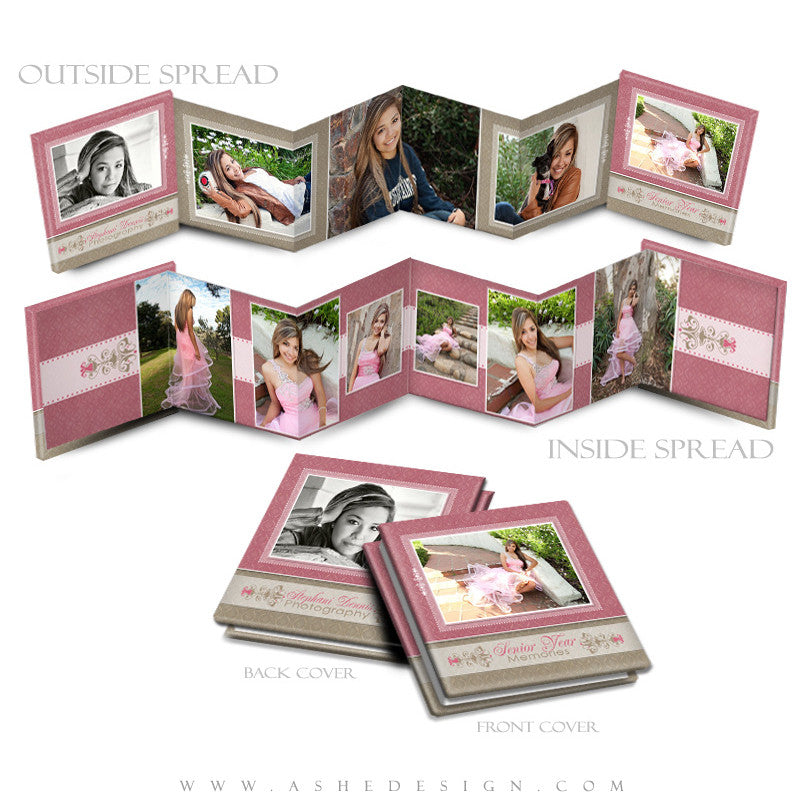 Photo Book Design Template (3x3 Accordion Mini) - Raspberry Cream