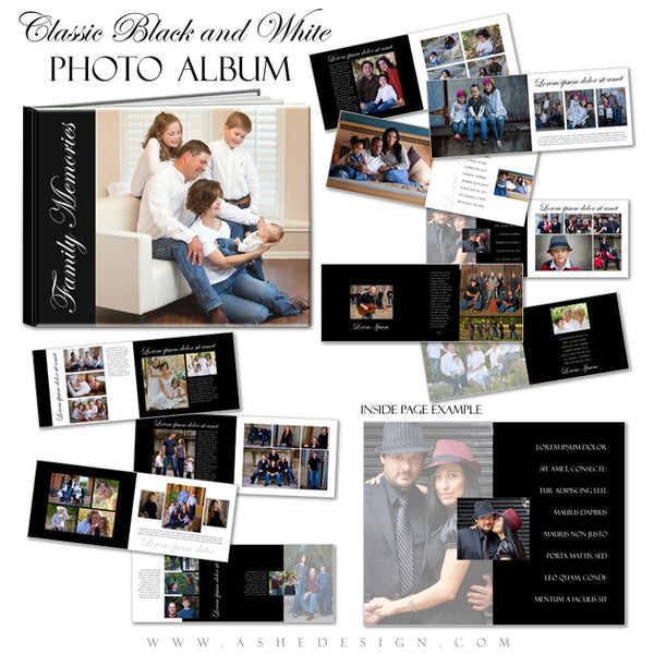 Photo Book Design Template (8.5x11) - Classic Black & White
