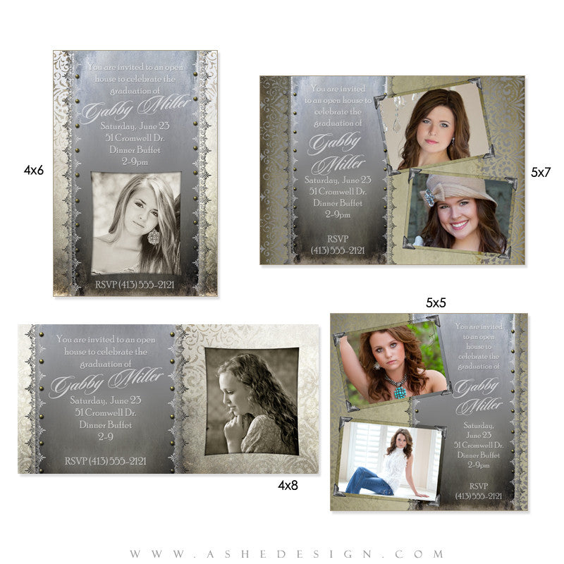 Photo Card Design Set - Antique Damask