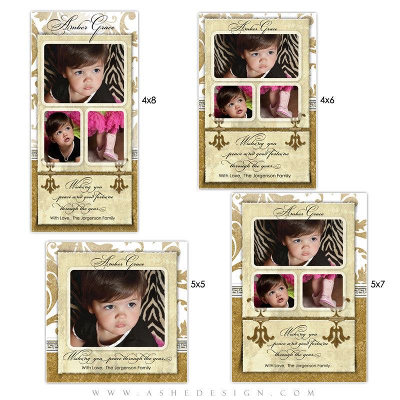 Christmas Photo Card Set - Gold Leaf
