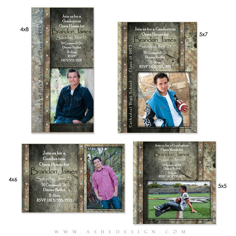 Senior Boy Photo Card Set - Granite