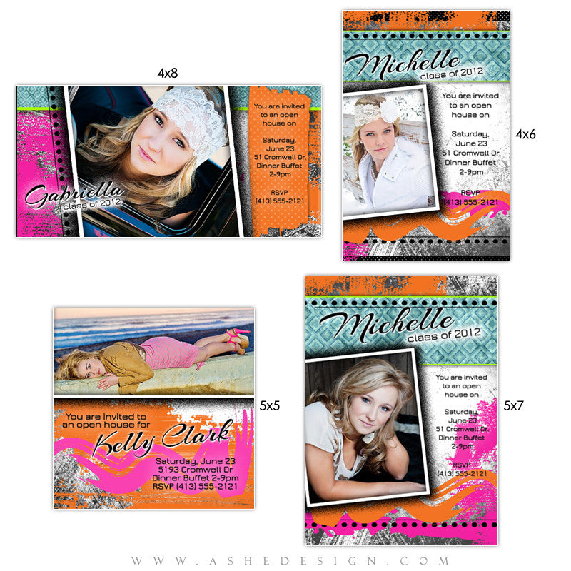 Photo Card Design Set - Neon