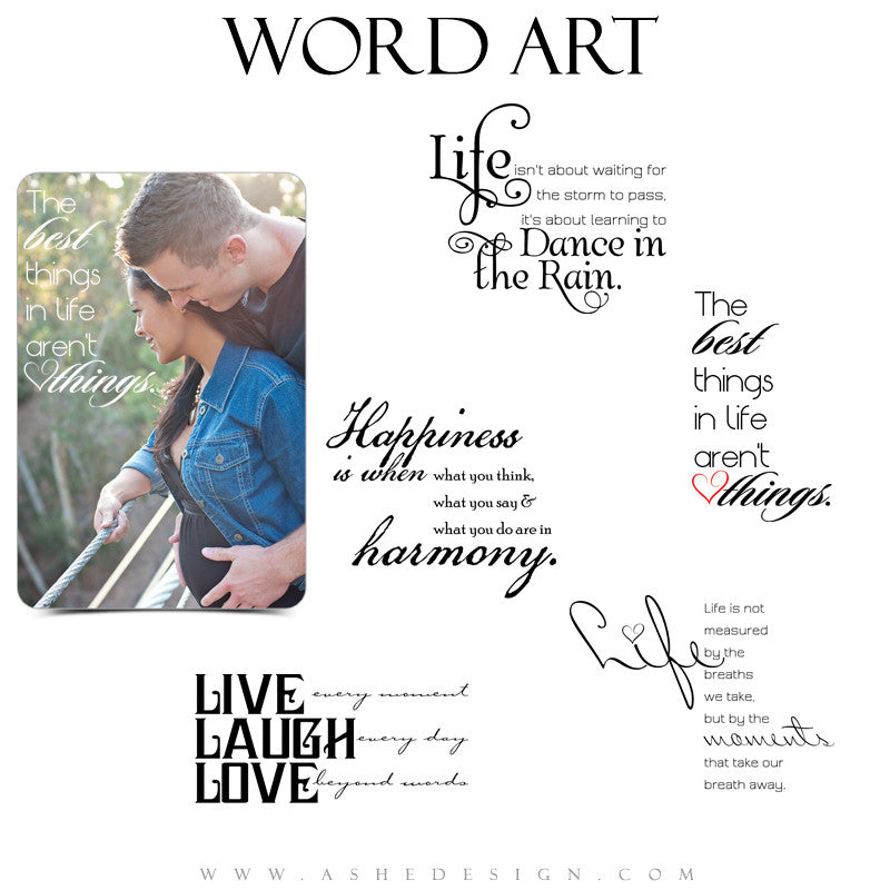 Inspirational Word Art Quotes - Live, Laugh, Love