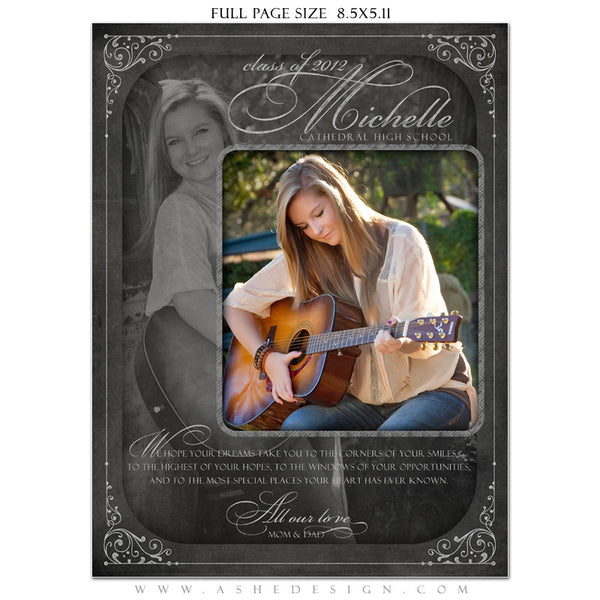 Chalkboard Senior Girl Yearbook Templates for Photographers