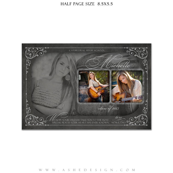 Chalkboard Senior Girl Yearbook Templates for Photographers