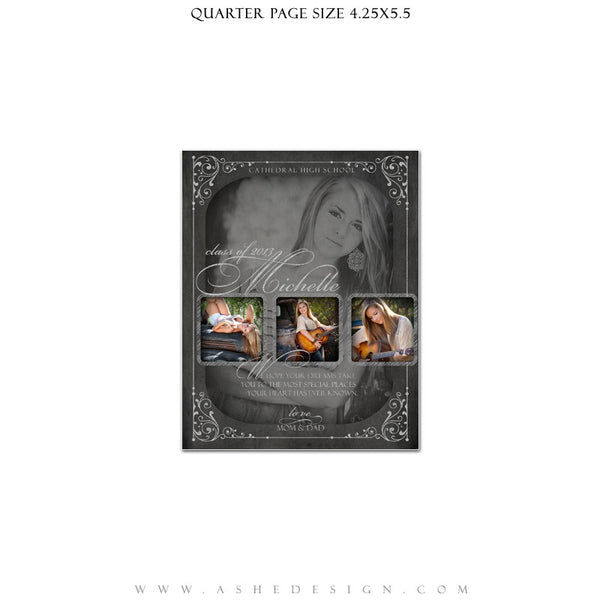 Chalkboard Senior Girl Yearbook Templates for Photographers