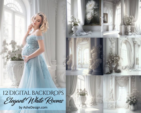 Photography backdrop, Digital overlays, Digital backgrounds, Photoshop overlays, photography overlays, Maternity backdrops, Backdrop Overlays for photographers, Elegant White Room, White Room Backdrop, White Room Overlays, White Room Studio Backdrops