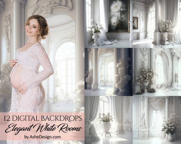 Photography backdrop, Digital overlays, Digital backgrounds, Photoshop overlays, photography overlays, Maternity backdrops, Backdrop Overlays for photographers, Elegant White Room, White Room Backdrop, White Room Overlays, White Room Studio Backdrops
