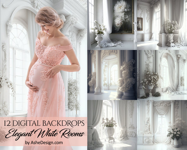 Photography backdrop, Digital overlays, Digital backgrounds, Photoshop overlays, photography overlays, Maternity backdrops, Backdrop Overlays for photographers, Elegant White Room, White Room Backdrop, White Room Overlays, White Room Studio Backdrops