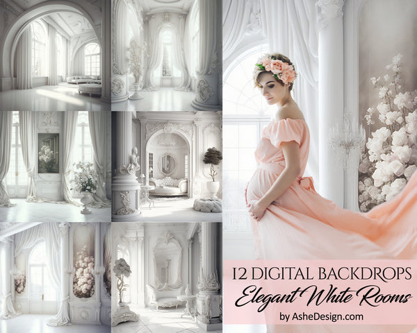 Photography backdrop, Digital overlays, Digital backgrounds, Photoshop overlays, photography overlays, Maternity backdrops, Backdrop Overlays for photographers, Elegant White Room, White Room Backdrop, White Room Overlays, White Room Studio Backdrops
