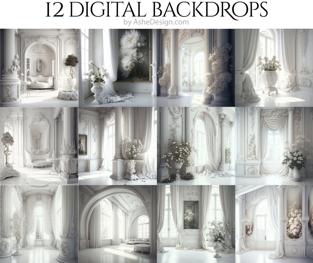 Photography backdrop, Digital overlays, Digital backgrounds, Photoshop overlays, photography overlays, Maternity backdrops, Backdrop Overlays for photographers, Elegant White Room, White Room Backdrop, White Room Overlays, White Room Studio Backdrops