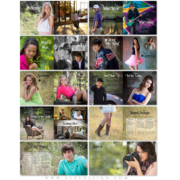 8x8 Soft Cover Marketing Photo Book | Senior Style Guide pages
