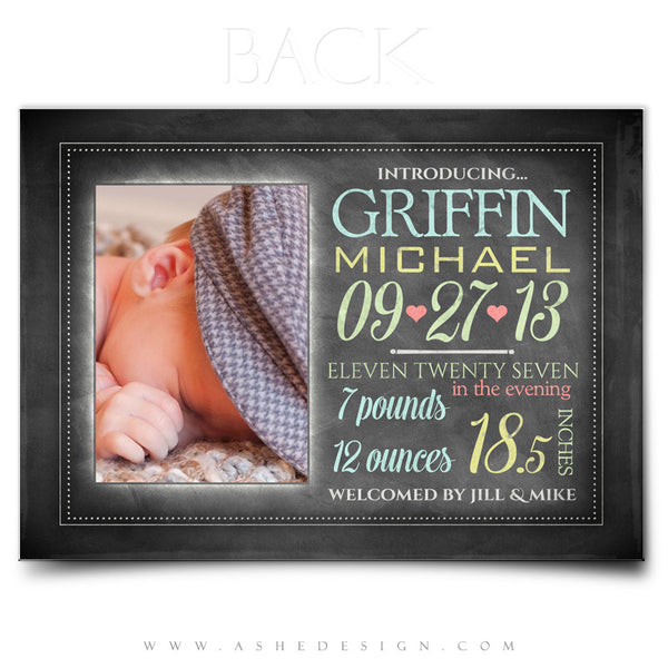 Chalkboard Baby Boy -5x7 Flat Card Back web display