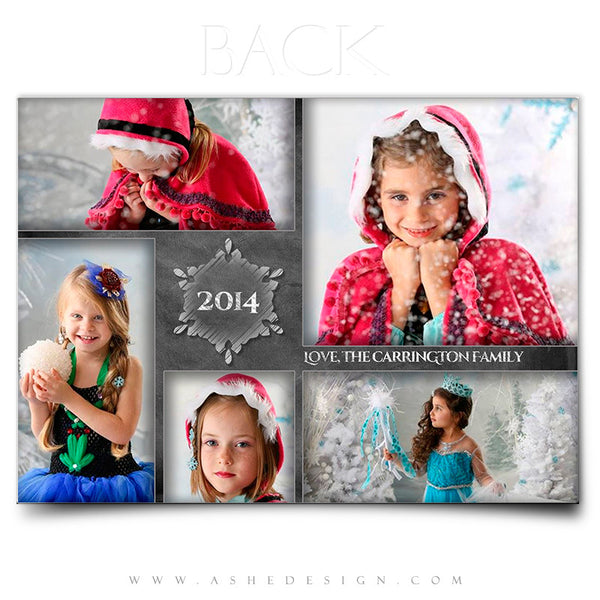 Christmas Card Photoshop Templates | Chalkboard Snowmen back
