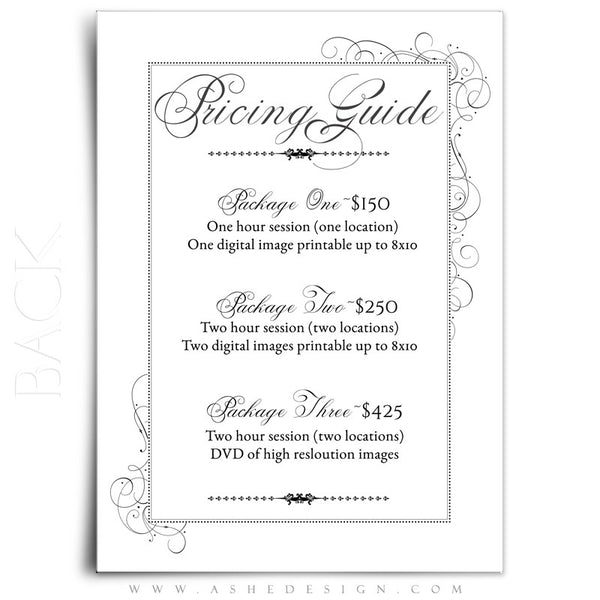 Pricing Guide 5x7 | Always And Forever back