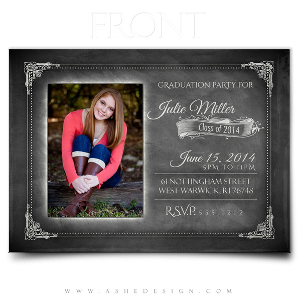 Chalkboard Sr Girl 2014 - 5x7 Flat Card front web display