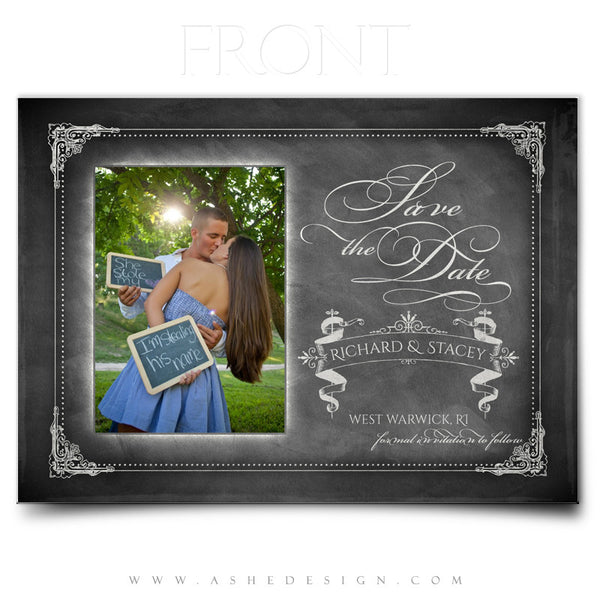 Save The Date Photography Templates | Chalkboard front