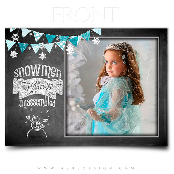 Christmas Card Photoshop Templates | Chalkboard Snowmen front