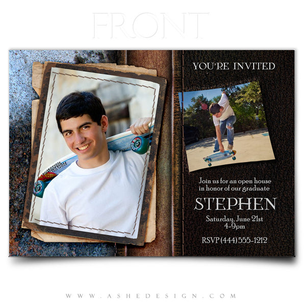 Leather Stitched 5x7 Flat Front web display