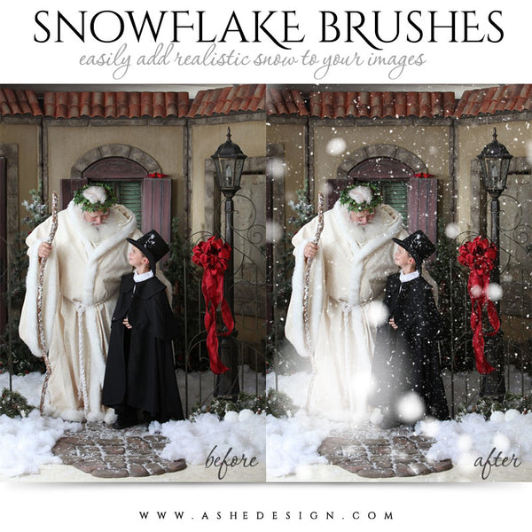Ashe Design | Photoshop Brush Set | Realistic Snowflakes example 2