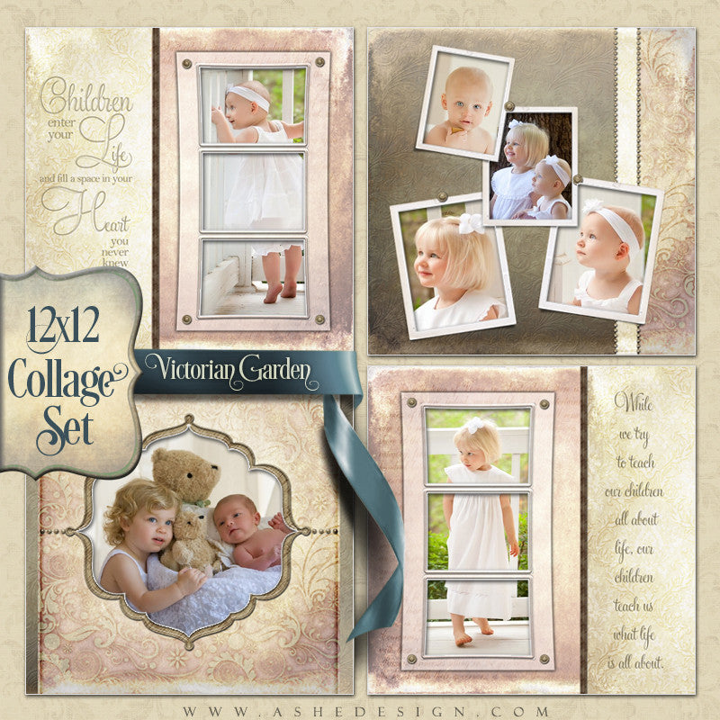 Collage Template Set (4) 12x12s | Victorian Garden