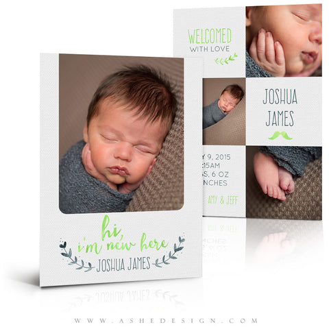 Birth Announcement 5x7 | Simply Baby Joshua 3d