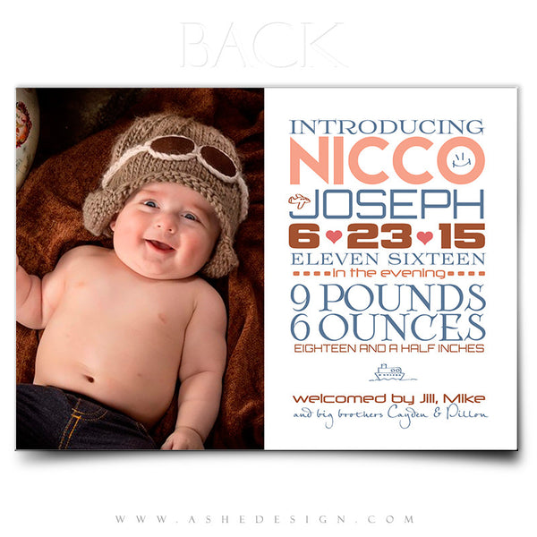 Birth Announcement 5x7 | Simply Baby Nicco back