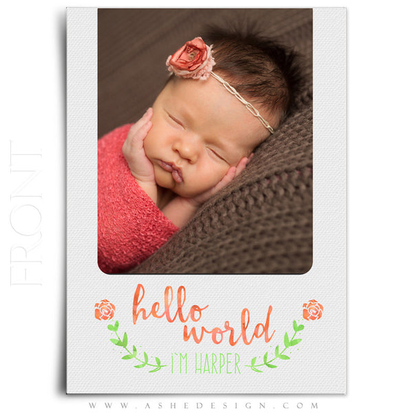 Birth Announcement 5x7 | Simply Baby Harper front