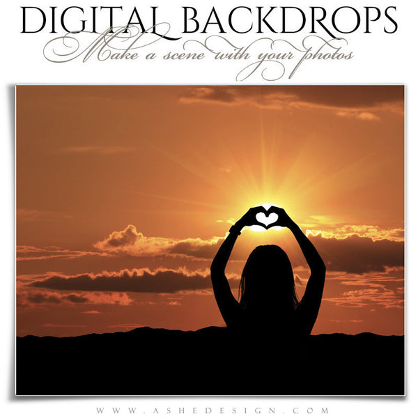 Ashe Design | Digital Backdrops | 16x20 | Mountain Sunset heart
