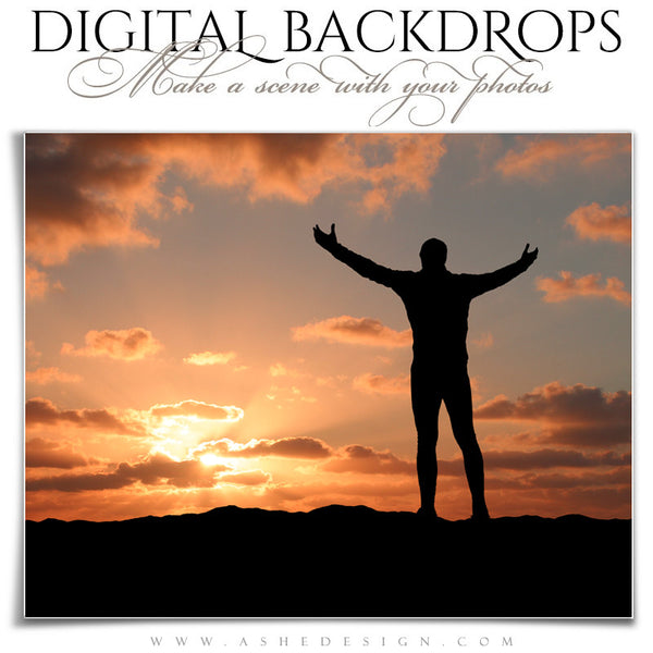 Ashe Design | Digital Backdrops | 16x20 | Mountain Sunset man