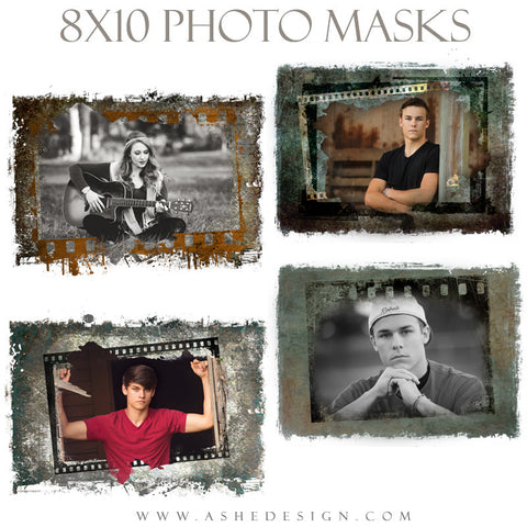 Ashe Design | Photoshop Templates | 8x10 Photo Masks | Film Strip Grunge