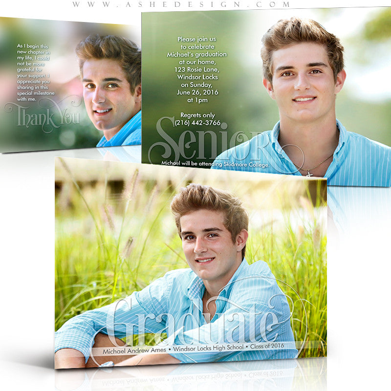 Ashe Design | Graduation Invitation | Senior Word Art Overlays | Ornate 5x7