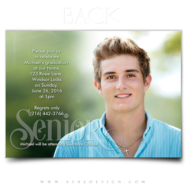 Ashe Design | Graduation Invitation | Senior Word Art Overlays | Ornate 5x7 Back