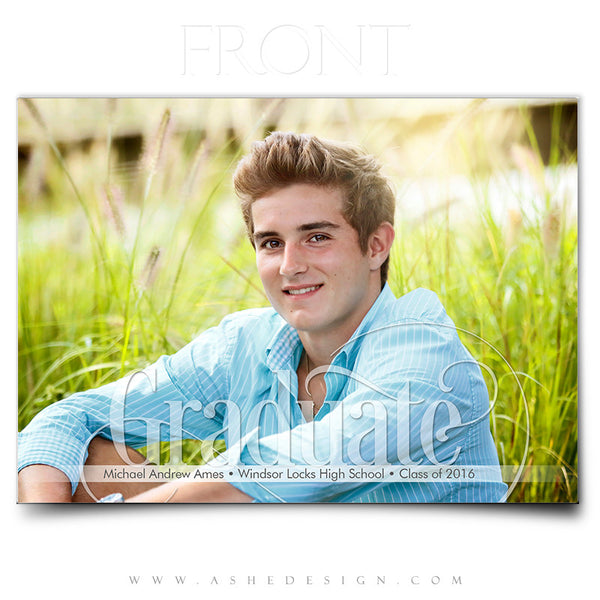 Ashe Design | Graduation Invitation | Senior Word Art Overlays | Ornate 5x7 Front