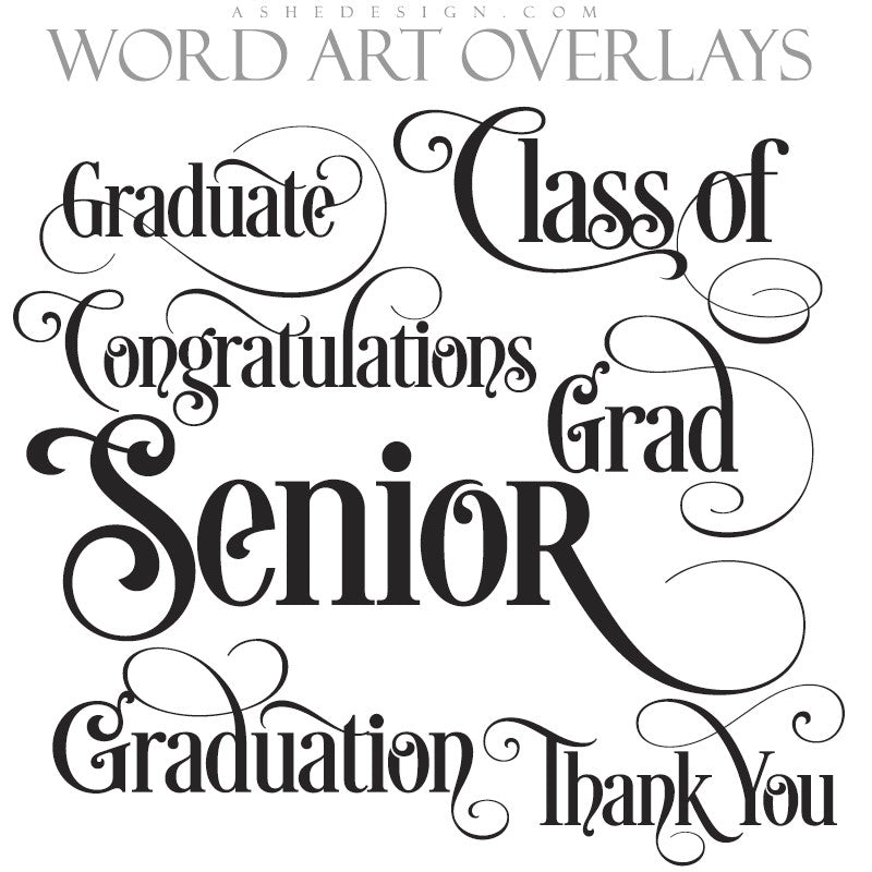 Ashe Design | Word Art Overlays | Ornate Senior