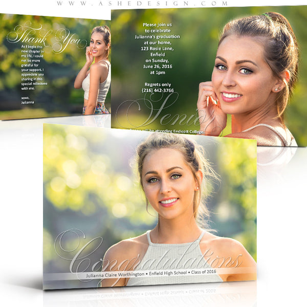 Ashe Design | Graduation Invitation | Senior Word Art Overlays | Thin Script 5x7