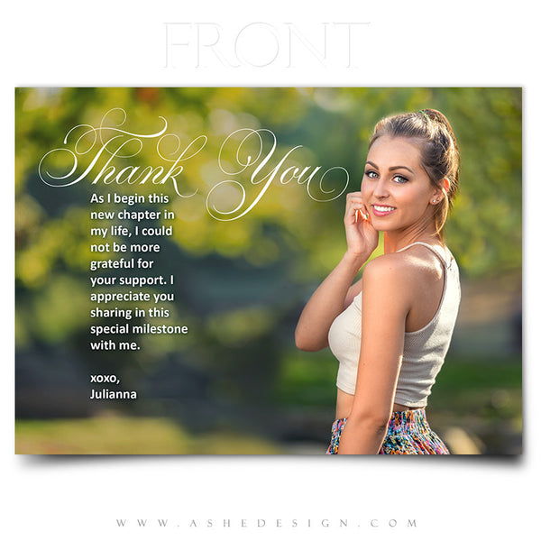 Ashe Design | Graduation Invitation | Senior Word Art Overlays | Thin Script 5x7 Thank You