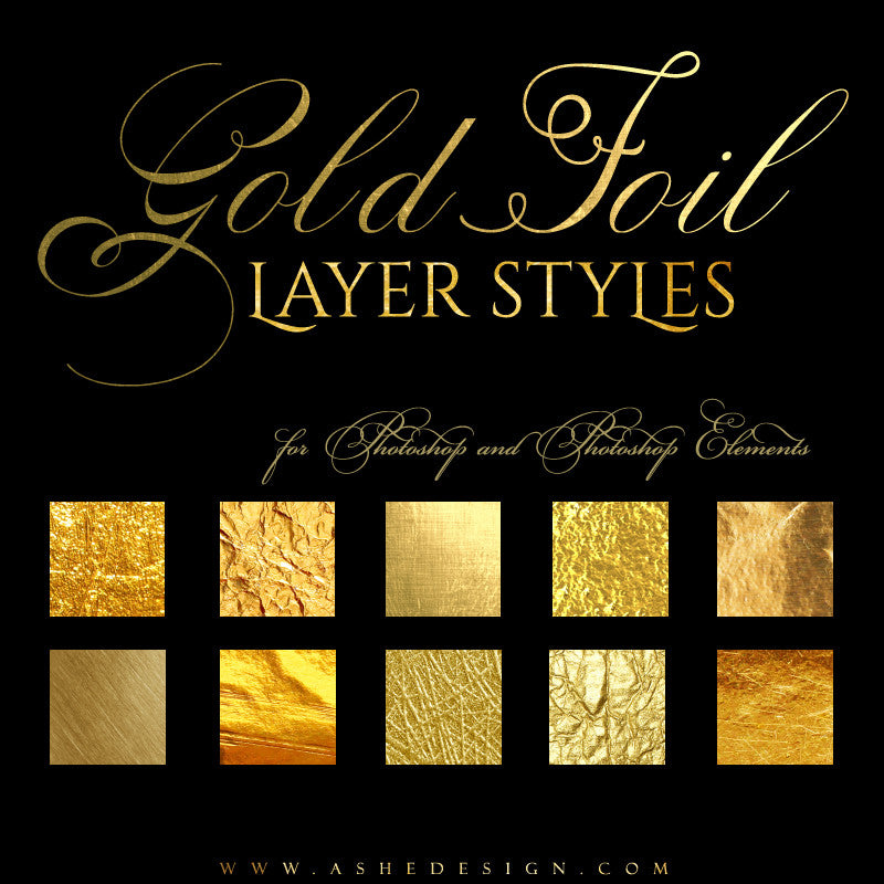 Ashe Design | Photoshop Layer Styles | Gold Foil