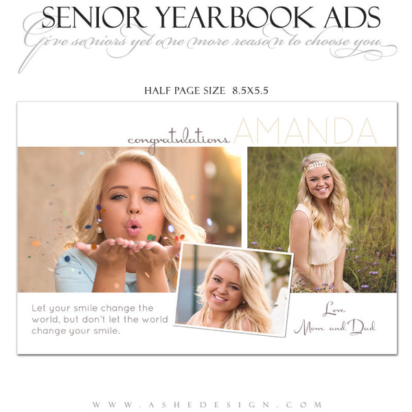Ashe Design | Senior Yearbook Ad | Photoshop Templates | Your Smile