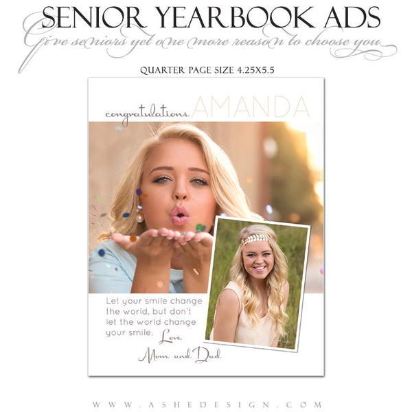 Ashe Design | Senior Yearbook Ad | Photoshop Templates | Your Smile
