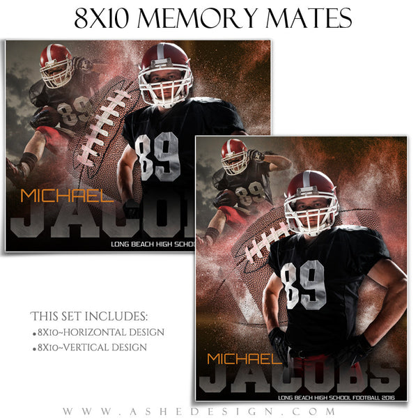Ashe Design | 8x10 Memory Mate | Photoshop Templates | Powder Explosion Football
