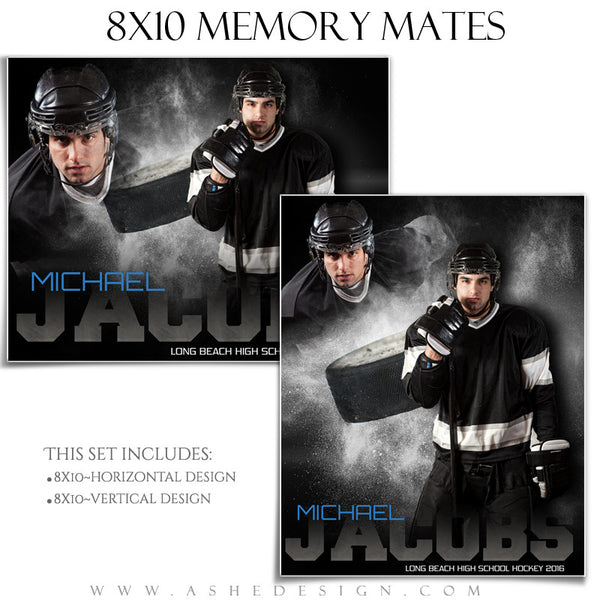 Ashe Design | 8x10 Memory Mate | Photoshop Templates | Powder Explosion Hockey