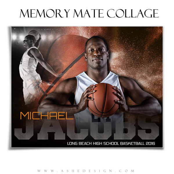 Ashe Design | 8x10 Memory Mate | Photoshop Templates | Powder Explosion Basketball hz