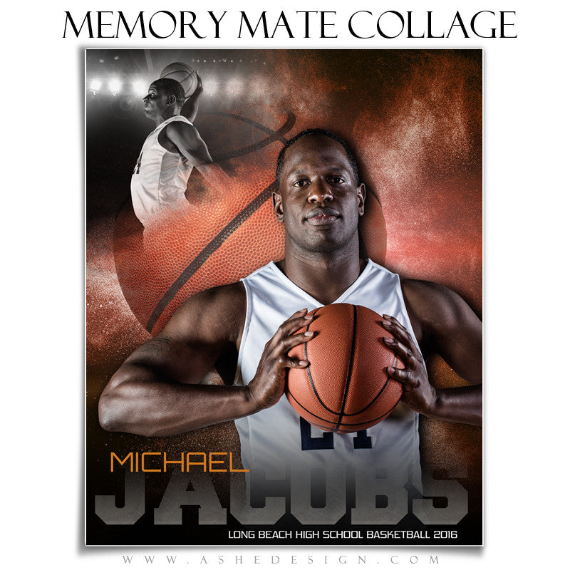 Ashe Design | 8x10 Memory Mate | Photoshop Templates | Powder Explosion Basketball vt