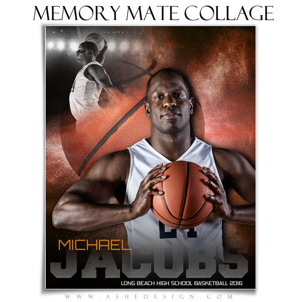 Ashe Design | 8x10 Memory Mate | Photoshop Templates | Powder Explosion Basketball vt