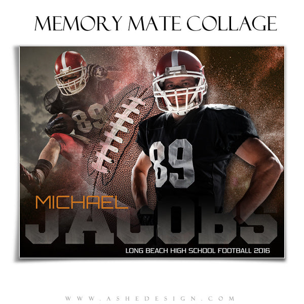 Ashe Design | 8x10 Memory Mate | Photoshop Templates | Powder Explosion Football hz