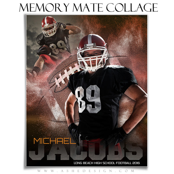 Ashe Design | 8x10 Memory Mate | Photoshop Templates | Powder Explosion Football vt