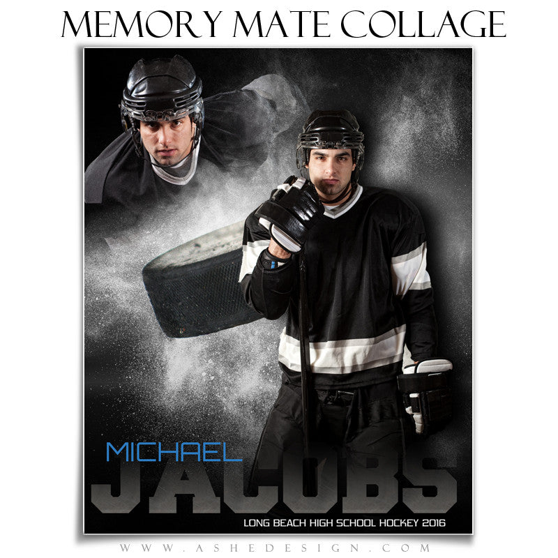 Ashe Design | 8x10 Memory Mate | Photoshop Templates | Powder Explosion Hockey vt